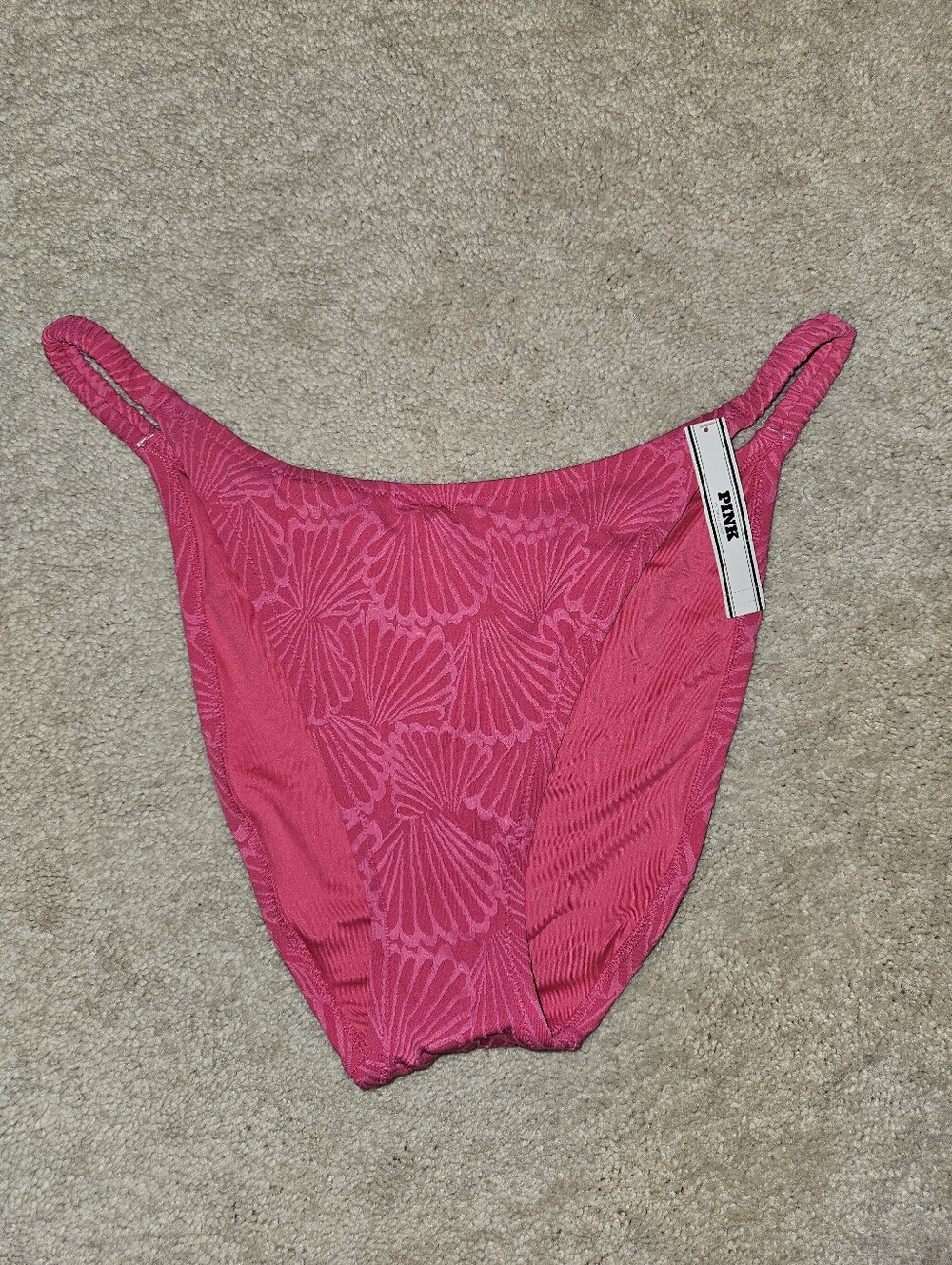 PINK Victoria's Secret Bright Pink Shell-Texture Bikini Bottom XXL